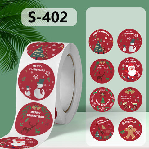 4 soorten Sluitstickers kerst -  38mm - Sticker-Etiket- 500 stuks