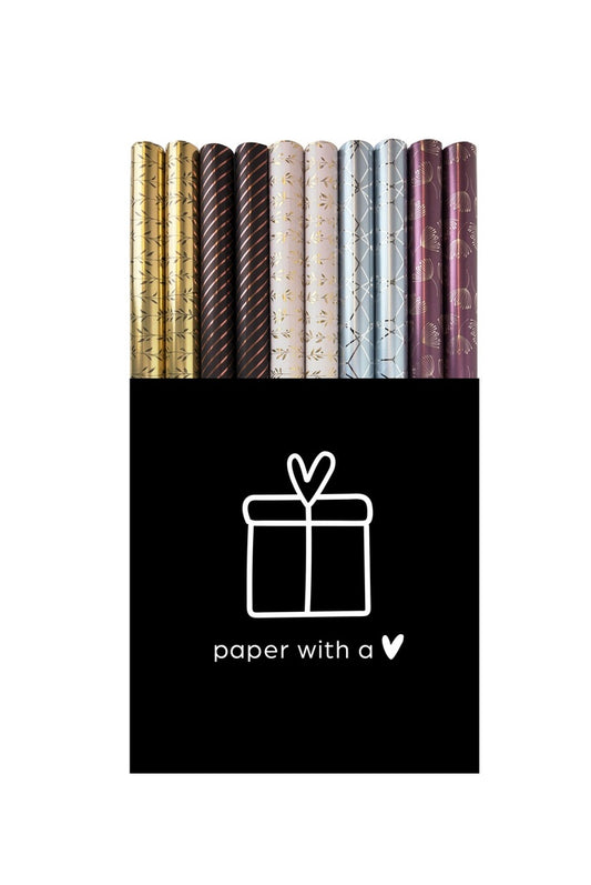 Paris – Geschenkpapier Displaybox - 50 Rollen Graskarton - FSC Recycled - Diverse Designs