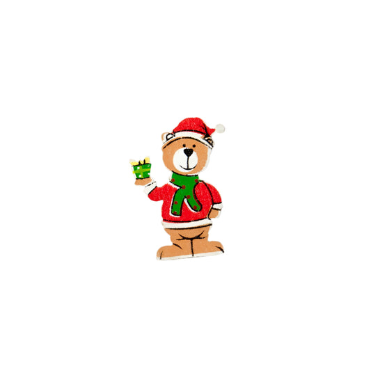 Plakdeco Kerstbeer met pakje - Kadopapier.net