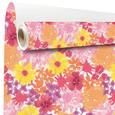 Floral - Rol inpakpapier – Gekleurd met bloemenpatroon – 60 grams gestreken kraft – 70cmx50m