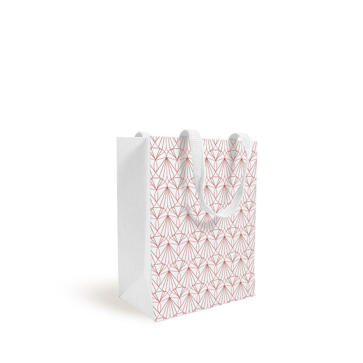 Kristal Wit Koper - Luxe papieren Tas - Stoffen Handvatten - Kraft 190g/m² - Verpakking x10