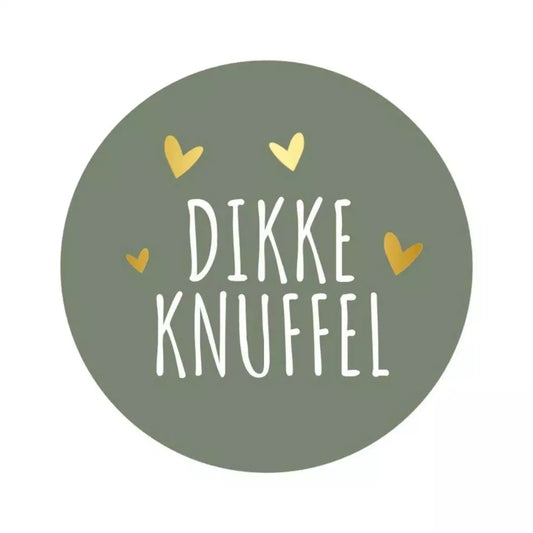 Dikke Knuffel | goud/olijfgroen | 250st. -Sticker-Etiket-