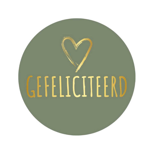 Herzlichen Glückwunsch | Herz gold/olivgrün | 250 Stück -Aufkleber-Etikett-