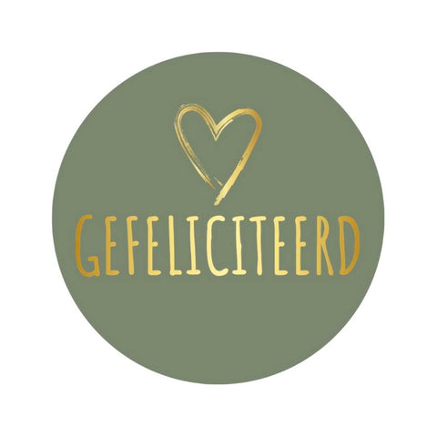 Gefeliciteerd | Hart goud/olijfgroen | 250st. -Sticker-Etiket-