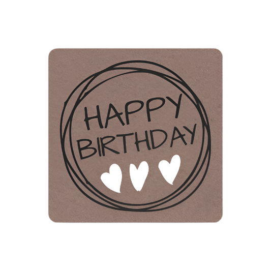 Vierkant Kraft etiket Birthday - Kadopapier.net
