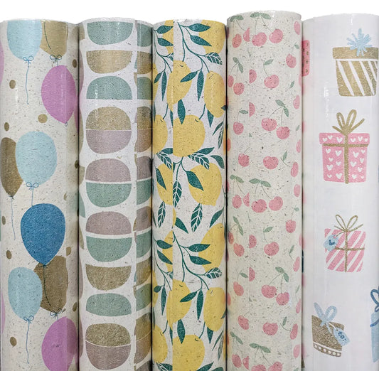 Assorti 5 rollen inpakpapier vrolijke mix - 70cm x 2m - FSC Mix - consumentenrol (Copy)