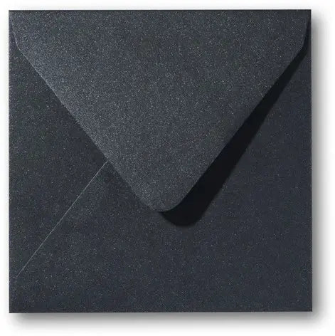 Metallic Envelop Zwart Vierkant – 14x14 cm, 25 Stuks