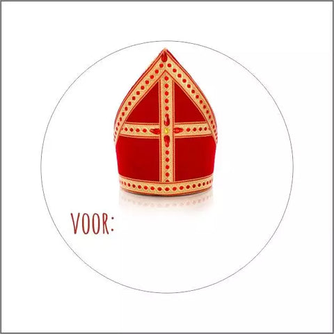 Saint Nicholas Wish Label Mitre - 250 pieces | Sinterklaas Closure Stickers