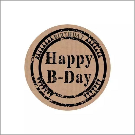 Kraft-Wunschetikett – Happy Birthday – Rundes Verschlusssiegel – 35mm – Schwarzer Aufdruck – 500 Stück