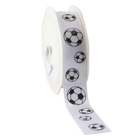 Luxe Satijnlint ‘Voetbal’ 25 mm x 15 m – Perfect voor sportieve cadeaus en decoraties!